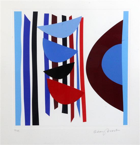 § Sir Terry Frost (1951-2003) Blue, Red Black, Vertical Rhythm 21.5 x 21in.